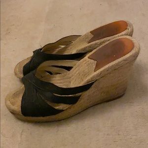 Stubbs and Wootton black summer wedges